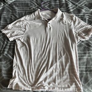 White and Blue Polo Shirt with Short Sleeves and Classic Collar